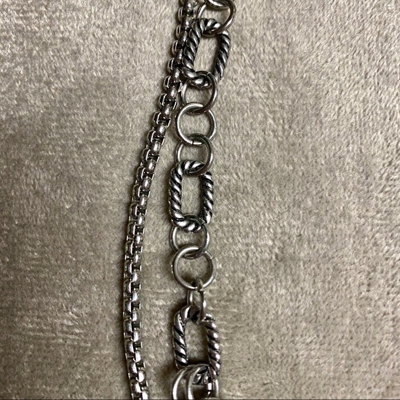 3-strand Silver tone Link chain with Faux Pearls - up to 20” - Picture 6 of 9
